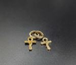 Ankh Huggie Hoop Religious  Earrings 925 Sterling Silver Yellow Gold Plated