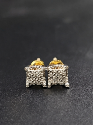 Iced Square Stud Earrings 925 sterling silver
