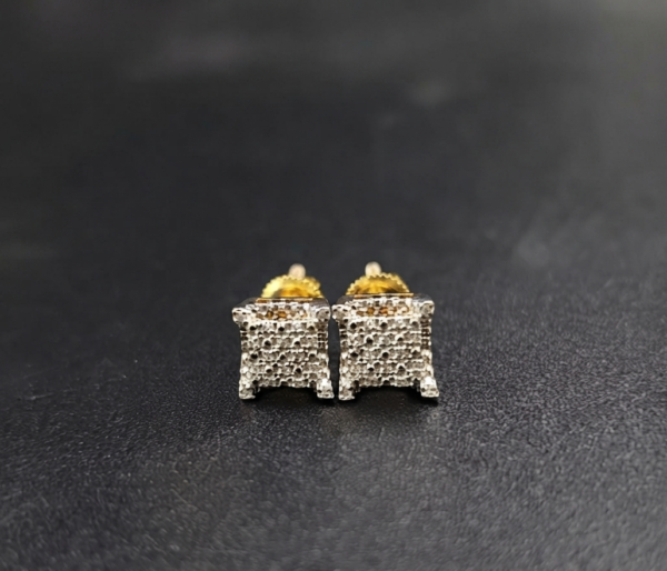 Iced Square Stud Earrings 925 sterling silver