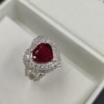 Burma Ruby And Diamond Halo Engagement Ring 925 Sterling Silver White Gold Plated