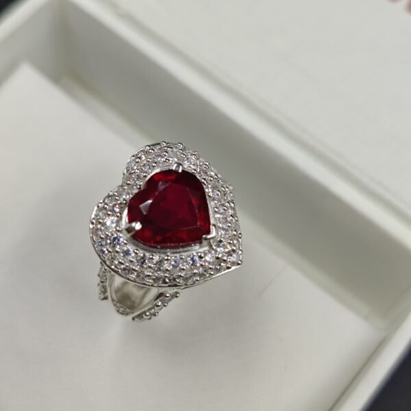 Burma Ruby And Diamond Halo Engagement Ring 925 Sterling Silver White Gold Plated