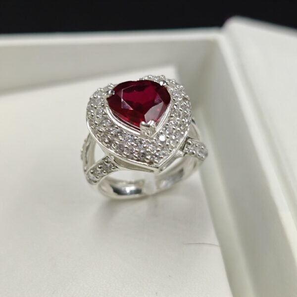 Burma Ruby And Diamond Halo Engagement Ring 925 Sterling Silver White Gold Plated