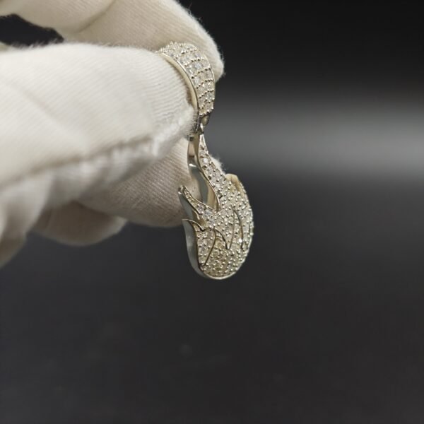 Flames Burning Tough Feelings Diamond Pendant 925 Sterling Pendant