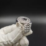 Rolex King Crown Mens Diamond Statement Ring 925 Sterling Silver