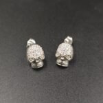 Iced Skull Earrings 925 Sterling Silver White Gold Plated