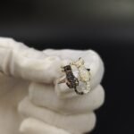 Two Black And White Moissanite Diamonds Cat Ring 925 Silver