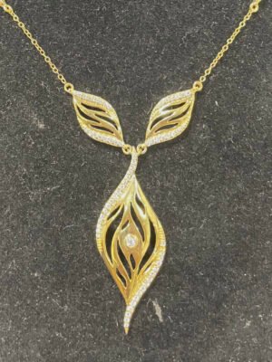 Womens Fancy Minimalist Necklace 14k Yellow Gold Plated 925 Silver