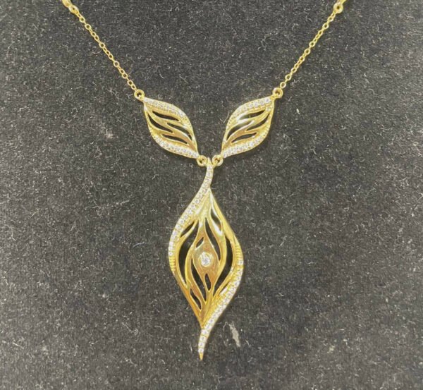 Womens Fancy Minimalist Necklace 14k Yellow Gold Plated 925 Silver
