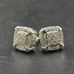 Men's Pave Diamond Setting Screw Back Stud Earring In 925 Sterling Silver