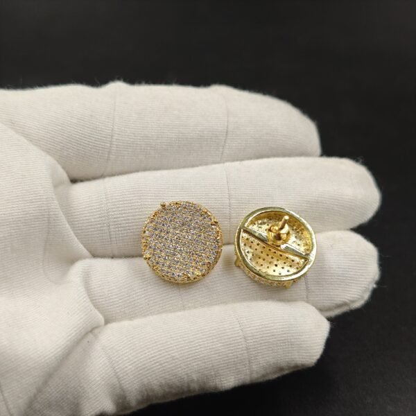 14mm Circle Diamond Stud Earring 925 Sterling Silver