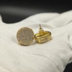 14mm Circle Diamond Stud Earring 925 Sterling Silver