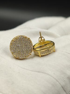 14mm Circle Diamond Stud Earring 925 Sterling Silver