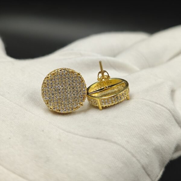 14mm Circle Diamond Stud Earring 925 Sterling Silver