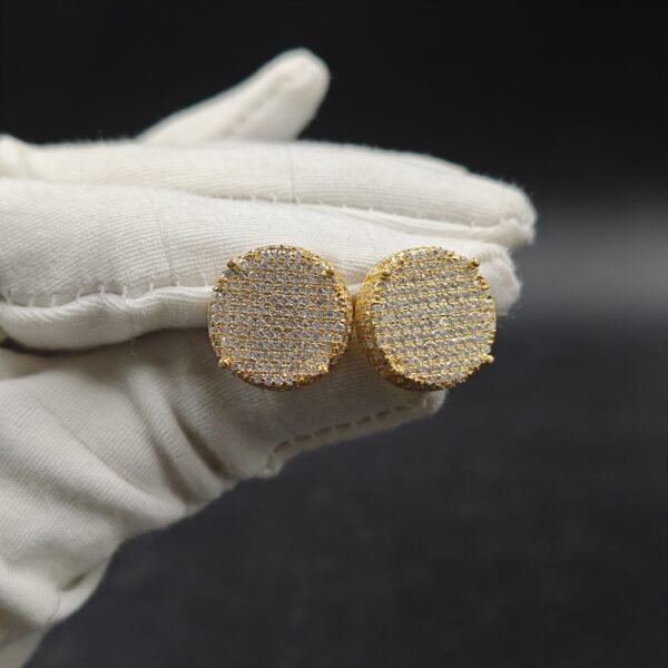 14mm Circle Diamond Stud Earring 925 Sterling Silver