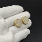 14mm Circle Diamond Stud Earring 925 Sterling Silver