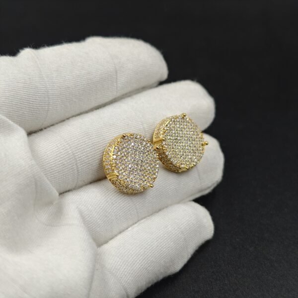 14mm Circle Diamond Stud Earring 925 Sterling Silver