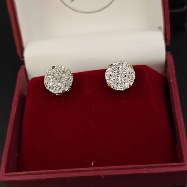 Round Diamond Cluster Screw Back Earring In 925 Sterling Silver