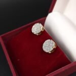 Round Diamond Cluster Screw Back Earring In 925 Sterling Silver