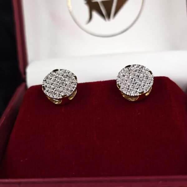 Round Diamond Cluster Screw Back Earring In 925 Sterling Silver