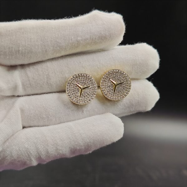 Mercedes Circle Stud Earring 925 Sterling Silver