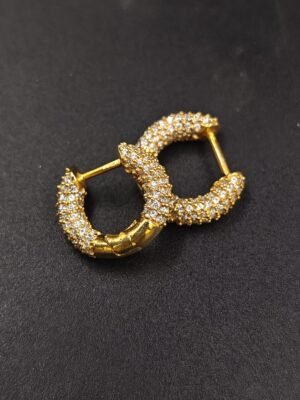 Iced Men's Diamond Tiny Hoop Earring In 925 Sterling Silver