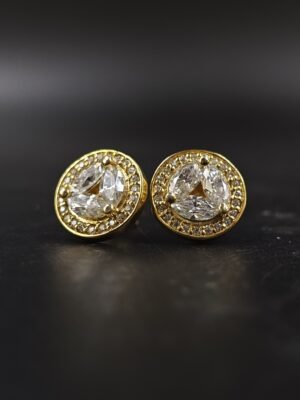 Marquise & RD Diamond Cluster Stud Earring