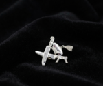 Diamond Knife Chef King Pendant 925 Sterling Silver