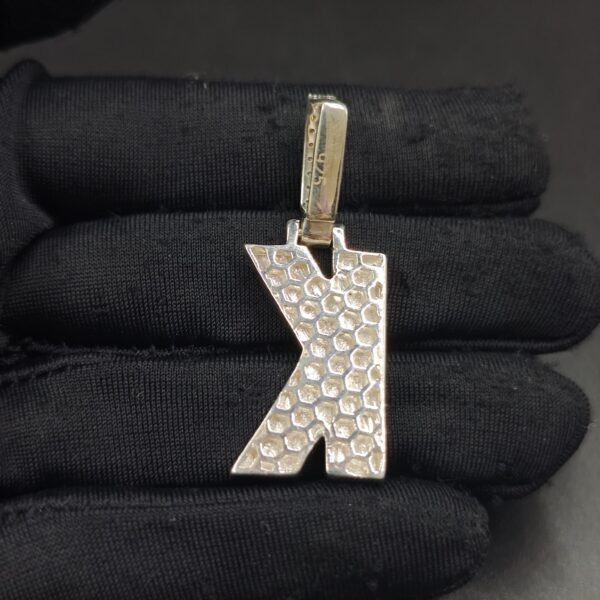 Night Glow Enamle Diamond Custom Initial K Letter Pendant 925 Sterling Silver With Rope Chain 20 Inches