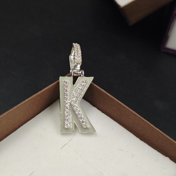 Night Glow Enamle Diamond Custom Initial K Letter Pendant 925 Sterling Silver With Rope Chain 20 Inches