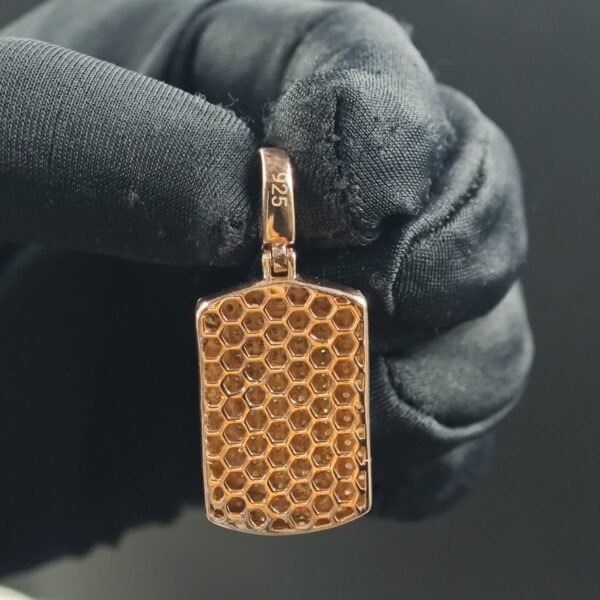 Men's Diamond Dog Tag Charm Pendant For Men's 925 Sterling Silver