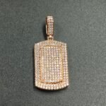 Men's Diamond Dog Tag Charm Pendant For Men's 925 Sterling Silver