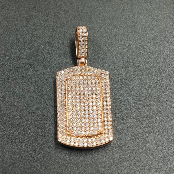 Men's Diamond Dog Tag Charm Pendant For Men's 925 Sterling Silver