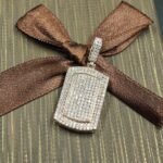 Men's Diamond Dog Tag Charm Pendant For Men's 925 Sterling Silver