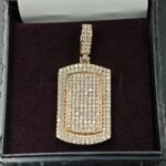 Men's Diamond Dog Tag Charm Pendant For Men's 925 Sterling Silver