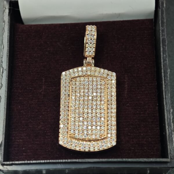 Men's Diamond Dog Tag Charm Pendant For Men's 925 Sterling Silver