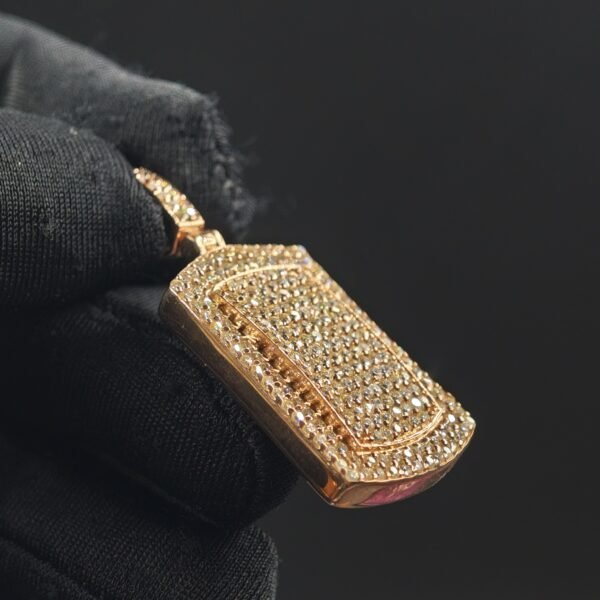 Men's Diamond Dog Tag Charm Pendant For Men's 925 Sterling Silver