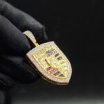 Men's Multi Color Lab Created Diamond Pendant 925 Sterling Silver