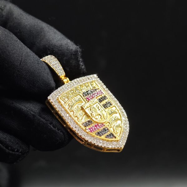 Men's Multi Color Lab Created Diamond Pendant 925 Sterling Silver