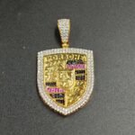 Men's Multi Color Lab Created Diamond Pendant 925 Sterling Silver