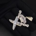 Diamond Knife Chef King Pendant 925 Sterling Silver
