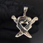 Diamond Knife Chef King Pendant 925 Sterling Silver