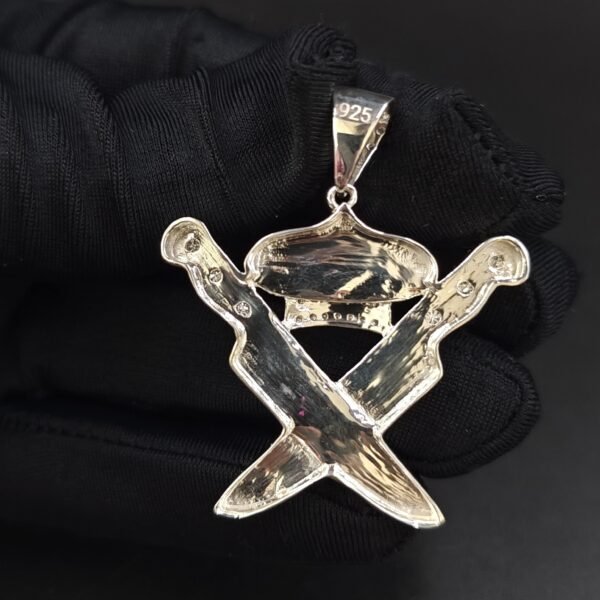 Diamond Knife Chef King Pendant 925 Sterling Silver