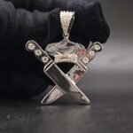 Diamond Knife Chef King Pendant 925 Sterling Silver