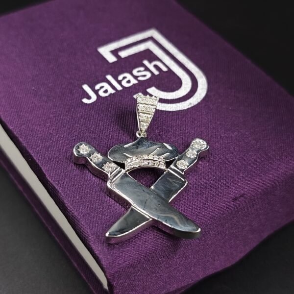 Diamond Knife Chef King Pendant 925 Sterling Silver