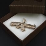 Baguette & RD Diamond Gun Pendant For Men's 925 Sterling Silver