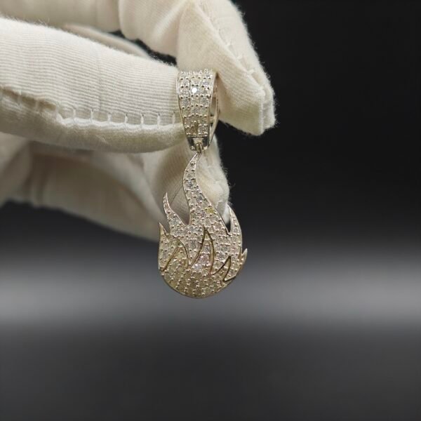 Men's Diamond Fire Pendant 925 Sterling Silver