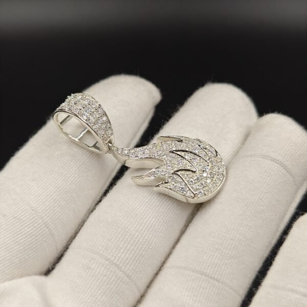 Men's Diamond Fire Pendant 925 Sterling Silver