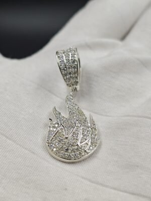 Men's Diamond Fire Pendant 925 Sterling Silver