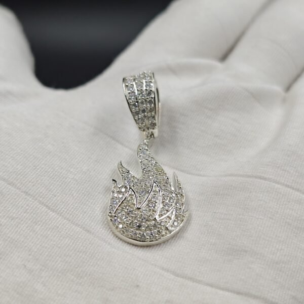 Men's Diamond Fire Pendant 925 Sterling Silver