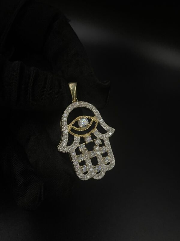 Humsa Hand Diamond Charm Pendant 925 Sterling Silver